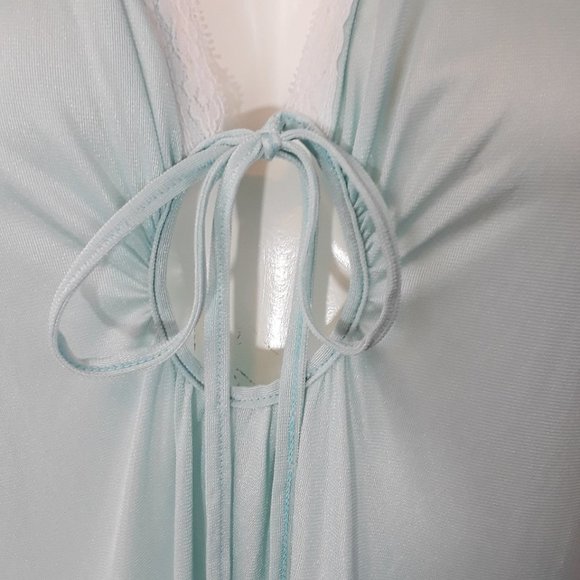 Vintage Aqua Blue Sleeveless Keyhole Nylon Nightgown L - Picture 3 of 7